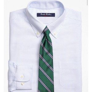 Brooks Brothers Boys Non-Iron Supima® Cotton Blue Oxford Stripe Dress Shirt 12
